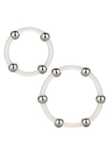 Load image into Gallery viewer, Steel Beaded Silicone Ring - Clear - Large/XLarge - 2 Per Set/Set
