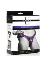 Load image into Gallery viewer, Strap U Bodice Deluxe Leather Corset Harness - Metal/Purple

