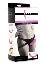 Load image into Gallery viewer, Strap U Double Charmer Silicone Double Dildo with Harness - Purple
