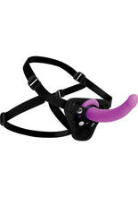 Load image into Gallery viewer, Strap U Navigator Silicone G-Spot 7in Dildo with Harness - Purple
