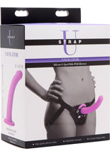 Load image into Gallery viewer, Strap U Navigator Silicone G-Spot 7in Dildo with Harness - Purple
