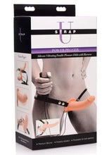Load image into Gallery viewer, Strap U Power Pegger Silicone Vibrating Double Pleasure 6.5in Dildo with Harness - Flesh/Vanilla
