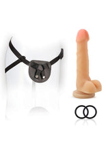 Load image into Gallery viewer, Sx For You Harness Kit with Silicone Dildo - Black/Flesh - 7in
