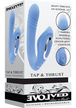 Load image into Gallery viewer, Tap and Thrust Rechargeable Silicone Vibrator with Clitoral Stimulation - Blue
