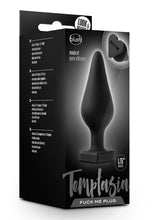 Load image into Gallery viewer, Temptasia Fuck Me Silicone Butt Plug - Black
