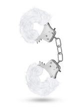 Load image into Gallery viewer, Temptasia Plush Fur Cuffs - Metal/White
