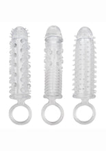 Load image into Gallery viewer, Textured Extension Set Penis Sleeves - Clear - 3 Piece
