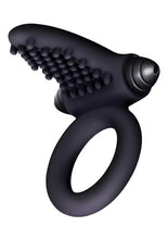Load image into Gallery viewer, The 9's - S-Bullet Ring Tongue Silicone Vibrating Cock Ring - Black
