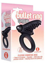 Load image into Gallery viewer, The 9's - S-Bullet Ring Tongue Silicone Vibrating Cock Ring - Black
