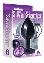 Load image into Gallery viewer, The 9's - The Silver Starter Bejeweled Annodized Stainless Steel Plug - Black/Purple/Violet
