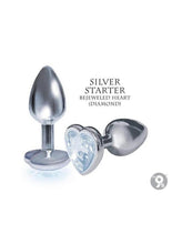 Load image into Gallery viewer, The 9's - The Silver Starter Bejeweled Heart Stainless Steel Plug
