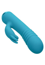 Load image into Gallery viewer, Thicc Chubby Thrusting Tickler Rechargeable Silicone Rabbit Vibrator - Blue
