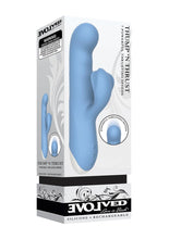 Load image into Gallery viewer, Thump and Thrust Rechargeable Silicone Vibrator with Clitoral Stimulator - Blue

