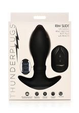 Load image into Gallery viewer, Thunder Plugs Rim Slide 7x Sliding Ring Silicone Rechargeable Butt Plug with Remote Control - Black
