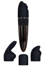 Load image into Gallery viewer, Tiny Treasures Silicone Rechargeable Vibrator with Multiple Attachments - Black
