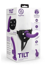 Load image into Gallery viewer, Together Toys Tilt Silicone 6.5in Dildo and Harness - Black/Purple - Set
