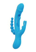 Load image into Gallery viewer, Trilux Kinky Finger Rechargeable Silicone Rabbit Vibrator with Anal Beads - Blue
