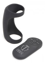 Load image into Gallery viewer, Trinity Men 7x G-Shaft Silicone Rechargeable Cock Ring with Remote Control - Black
