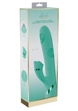 Load image into Gallery viewer, Vive Fiore Silicone Rechargeable Triple Motor G-Spot Air Wave Vibrating and Tapping Flared Clit Stimulator - Green

