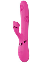 Load image into Gallery viewer, Vive Fiore Silicone Rechargeable Triple Motor G-Spot Air Wave Vibrating and Tapping Flared Clit Stimulator - Pink
