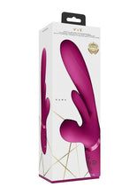Load image into Gallery viewer, Vive Kura Rechargeable Silicone Triple Motor Thrusting G-Spot with Flapper and Air Wave Clit Stimulation Vibrator - Pink
