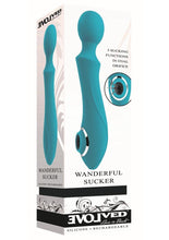 Load image into Gallery viewer, Wanderful Sucker Rechargeable Silicone Bodywand and Clitoral Stimulator - Teal
