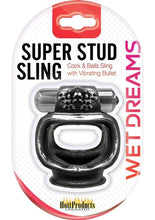 Load image into Gallery viewer, Wet Dreams Super Stud Sling Silicone Vibrating Cock Ring Waterproof - Black
