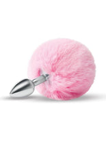 Load image into Gallery viewer, WhipSmart Fluffy Bunny Metal Plug with Tail - Metal/Pink - 2.5in
