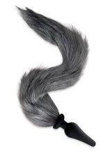 Load image into Gallery viewer, WhipSmart Foxtail Furry 16in Playset with Silicone Butt Plug - Black/Grey - 4.5in
