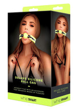 Load image into Gallery viewer, WhipSmart Glow In The Dark Deluxe Silicone Ball Gag - Glow In The Dark/Green
