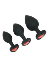 Load image into Gallery viewer, WhipSmart Heartbreaker Jeweled Silicone Anal - Black/Red - 3 Piece/Set
