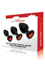 Load image into Gallery viewer, WhipSmart Heartbreaker Jeweled Silicone Anal - Black/Red - 3 Piece/Set
