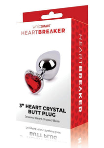 WhipSmart Heartbreaker Metal Butt Plug - Metal/Red/Silver - Medium