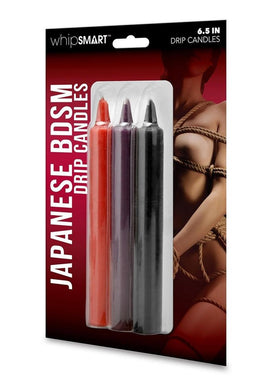WhipSmart Japanese Bondage Drip Candles - Assorted Colors/Black/Purple/Red - 6.5in - 3 Piece