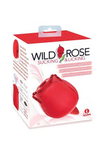 Load image into Gallery viewer, Wild Rose and Tongue Rechargeable Silicone Clitoral Stimulator with Suction - Red
