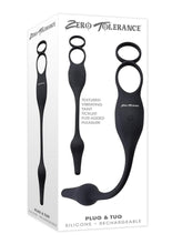 Load image into Gallery viewer, Zero Tolerance Plug and Tug Rechargeable Silicone Anal Plug and Cock Ring - Gray/Grey
