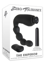 Load image into Gallery viewer, Zero Tolerance The Emperor Silicone Prostate Stimulator with Rechargeable Bullet and Remote Control - Black
