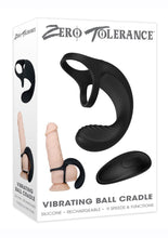 Load image into Gallery viewer, Zero Tolerance Vibrating Ball Cradle Silicone Rechargeable Cock Ring with Remote Control - Black
