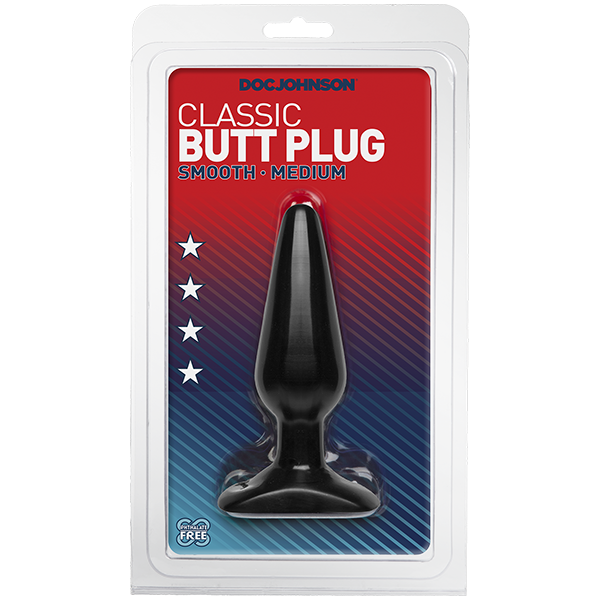 Classic Butt Plug - Smooth - Medium (Black)