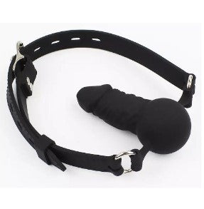Gag Penis Ball - Silicone (Black)