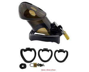 Chastity Device with 3 Rings - Plastic (Black)