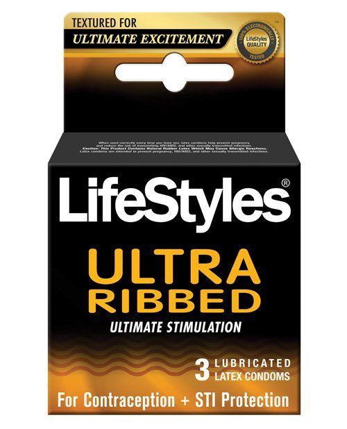 Lifestyles ULTRA Ribbed Condoms - 3 Pack