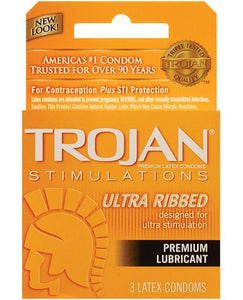 Trojan Ultra Ribbed Condoms - 3 Pack