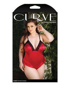 Curve Cleo Skirted Teddy with Snap Crotch - 1X/2X (Red)