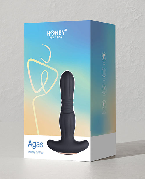 Agas Thrusting Butt Plug with Remote Control (Black)