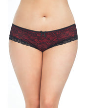 Load image into Gallery viewer, Cage Back Lace Panty - 1X/2X (Black/Red)
