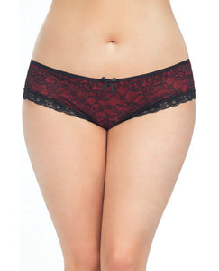 Cage Back Lace Panty - 1X/2X (Black/Red)