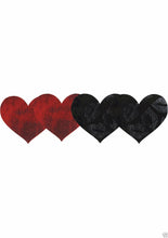 Load image into Gallery viewer, Peekaboos Pasties - Stolen Kisses Hearts (Red &amp; Black)
