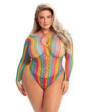 Load image into Gallery viewer, Pink Lipstick Long Sleeve Bodysuit Rainbow (Queen Size)
