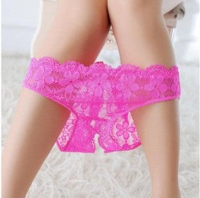 Lace Flowers Crotchless Panty - O/S (Pink)